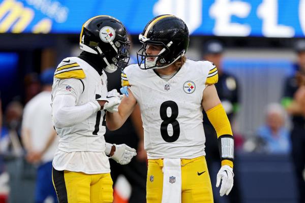 Kenny Pickett appeared to be stopped well short of the first down late on Sunday afternoon in Los Angeles